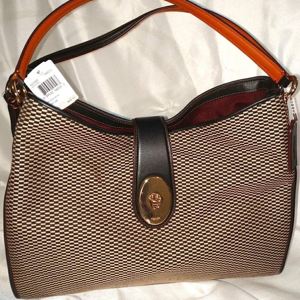 Coach Black and Gold Fabric and Leather Purse